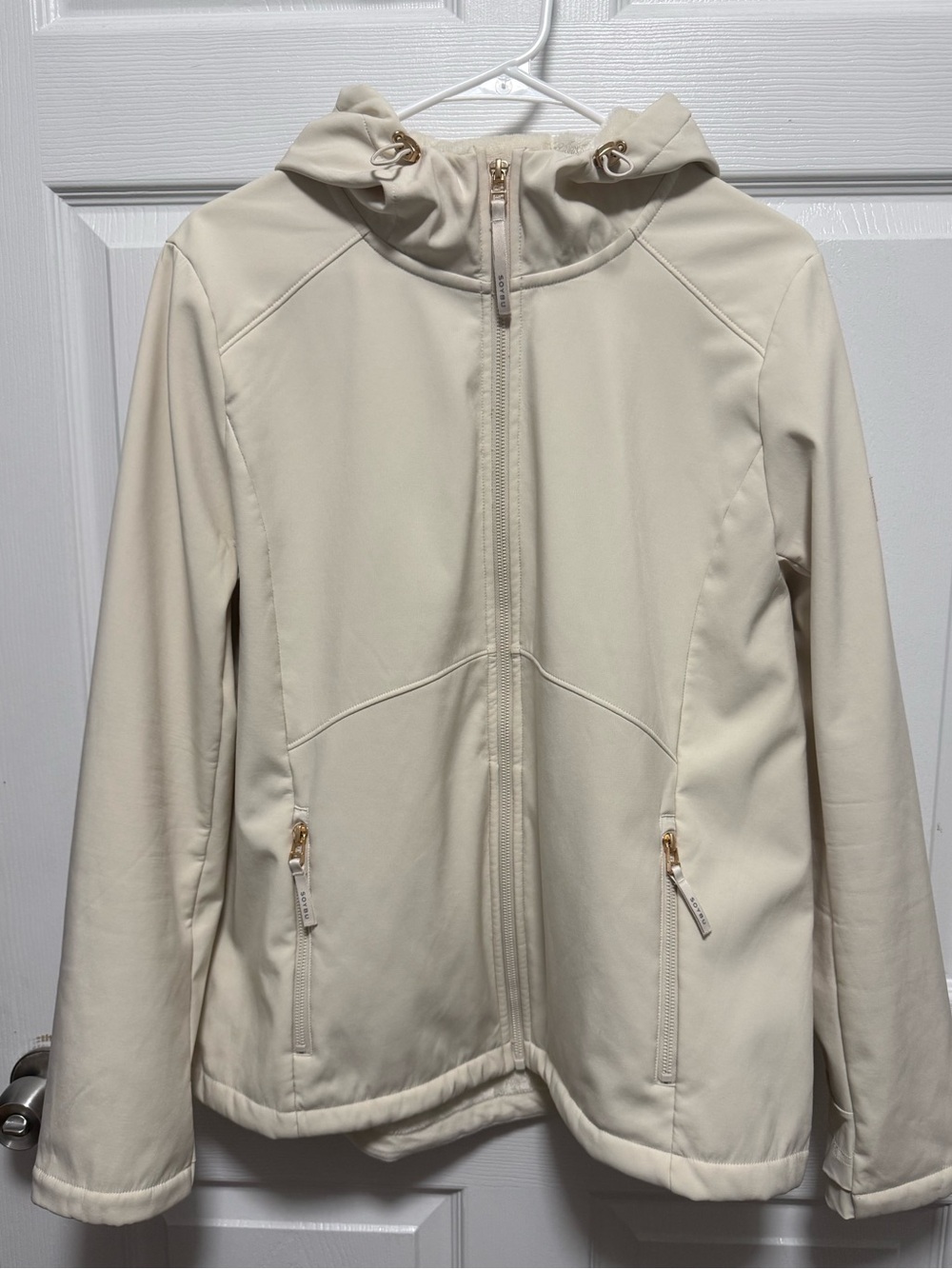 Women's Cream Hooded Softshell Jacket